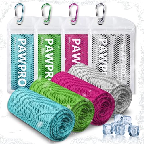 4 Packs Cooling Towels for Neck and Face, Soft Breathable Gym Towels with Waterproof Bag & Carabiner, Multi-Colored Sweat Towels for Gym, Running, Yoga (Lake Blue/Grey/Pink/Green) - color: Lake Blue/Grey/Pink/Green