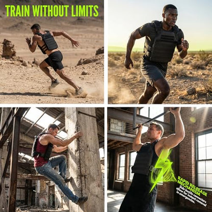 Greencity Weight Vest Adjustable Strength and Endurance Training, Tactical Vest Quick Release with Molle System, Fitness Workouts, Running