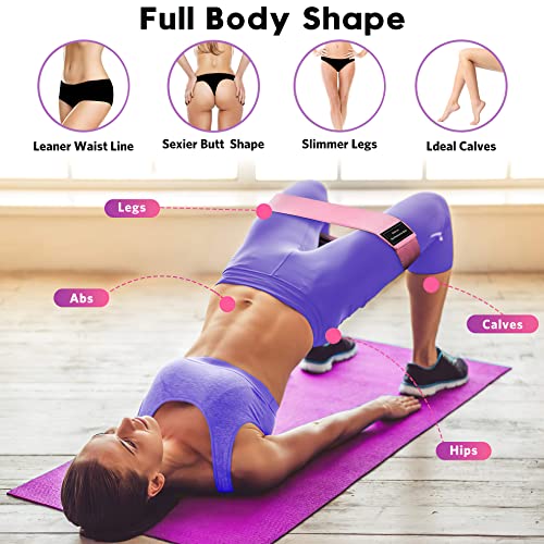 Bundle Set of 8 Resistance Bands for Workout, 5 Latex Exercise Bands and 3 Fabric Booty Bands with 2 Portable Bags