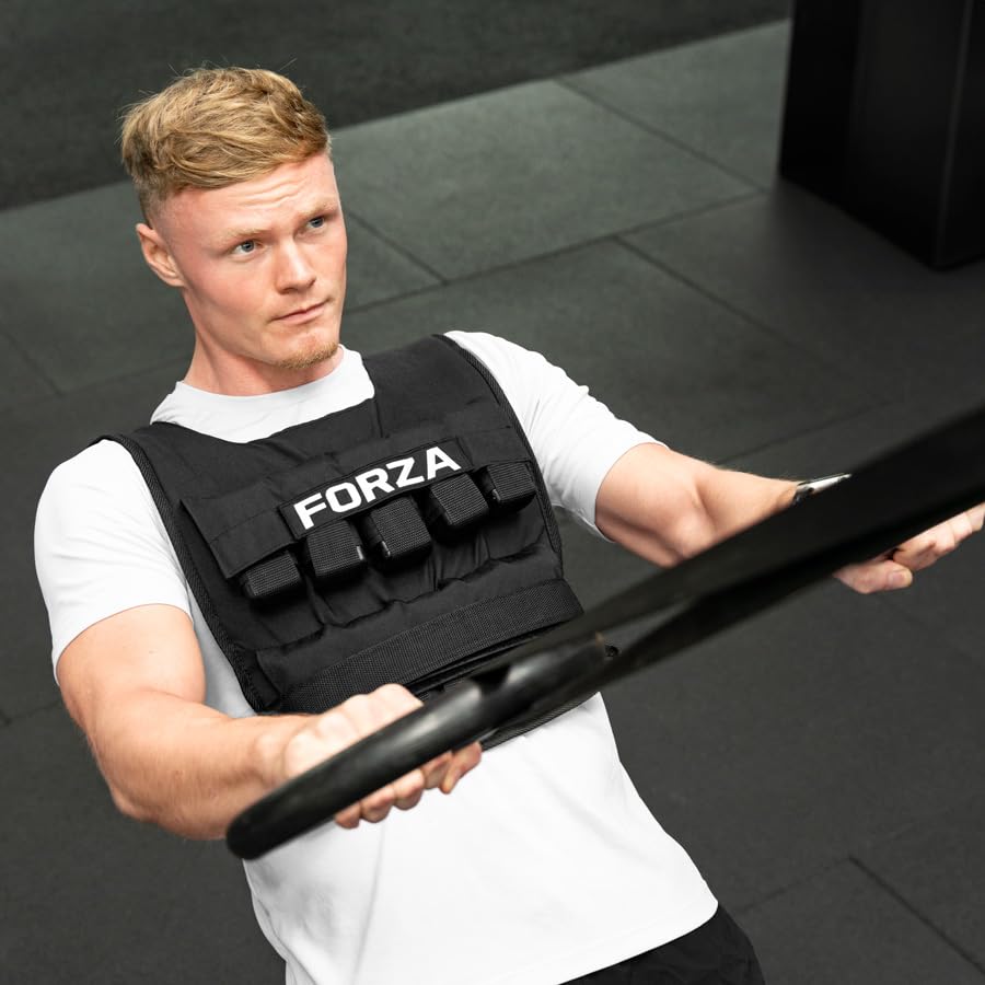 FORZA Adjustable Weighted Vest for Fitness Training – Up to 44lbs Weight Capacity, Removable Cast Iron Blocks