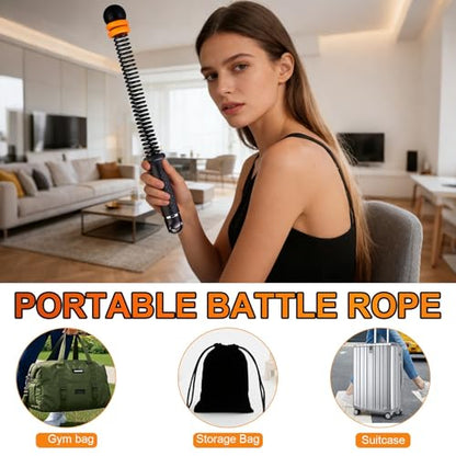 Adjustable Ropeless Battle Ropes, Heavy Duty Portable Cordless Battle Ropes, Suitable for Silent Fitness Tool for Total-Body Sculpting, Cardio and Fat Burn, Home Gym Strength