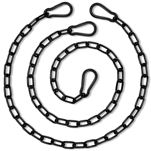 2 Pack Hanging Swing Chain with 4 Carabiners 44in, 660LB Capacity Heavy Duty Hammock Hardware Kit for Punching Bags, Swing Chairs, Indoor & Outdoor Gym (Black, 44in, 2pcs) - color: Black, size: 44in×2pcs
