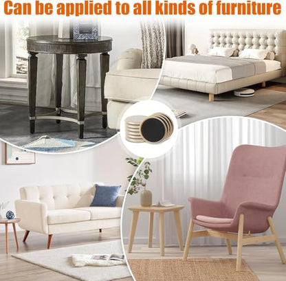 Generic 4PCS Furniture Sliders, 3 1/2" Reusable Sliders for Hardwood & Carpet, Heavy Duty, Beige