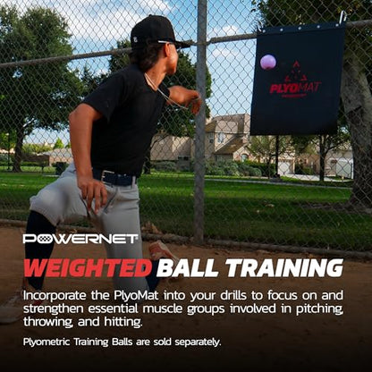 PowerNet Plyometric Softball & Baseball Training Equipment - Weighted Plyo Balls, Hanging Mat, Portable Backstop & Pitching Trainer - style: Throwing Pitching Trainer