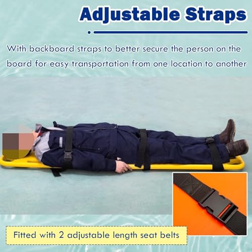 Compact Stretcher Backboard Rescue Kit, Lightweight Floating Spine Board for Water Rescue, for Beach/Pool/River Emergencies, with Head Neck Immobilization