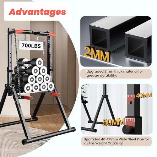 DOBESTS Power Tower Pull Up Bar Free Standing, Adjustable Foldable Pull Up Station, Home Gym Strength Training Equipment 700LBS - color: Black Style 1 - Multifunction Bar