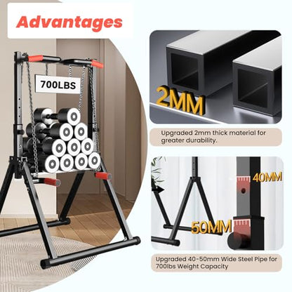DOBESTS Power Tower Pull Up Bar Free Standing, Adjustable Foldable Pull Up Station, Home Gym Strength Training Equipment 700LBS - color: Black Style 1 - Multifunction Bar