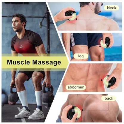 ideayard Cold Massage Roller Ball, Massage Stone Tool Jade Ball for Cold & Heat Relief Sore Muscles, Shoulders, Arms, Neck, Back, Feet, Body - color: Black