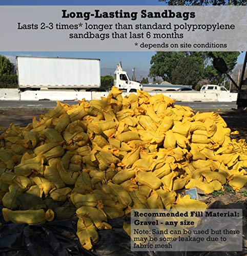 Sandbaggy - 14" x 26" Long-Lasting Sandbags - Yellow Color - Lasts 1-2 Yrs - Monofilament (Pack of 5) - size: Pack of 5