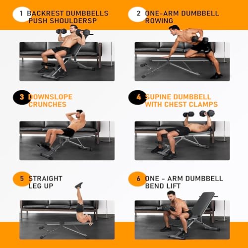 BARWING Adjustable Weight Bench Workout Bench, 1000/1300 LBS Heavy Duty Incline Decline Bench for Home Gym, Easy Assembly Foldable Training Lifting Bench - color: Black