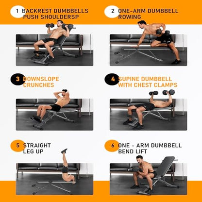 BARWING Adjustable Weight Bench Workout Bench, 1000/1300 LBS Heavy Duty Incline Decline Bench for Home Gym, Easy Assembly Foldable Training Lifting Bench - color: Black
