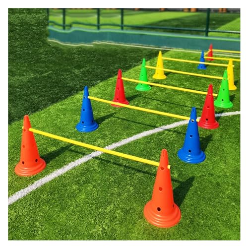 5 Pcs Hurdle Cone Set, Detachable Training Cones and Agility Poles for Players Adult Children Dog, Kids Agility Ladder Speed Training Equipment, Soccer Slalom Practic - color: 30cm Base, size: 1.5m/4.9ft
