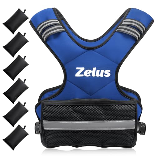 ZELUS Weighted Vest for Men and Women | 4-10lb/11-20lb/20-32lb Vest with 6 Ironsand Weights for Home Workouts | Adjustable Body Weight Vest Exercise Set for Cardio and Strength Training - color: Blue, size: 11-20 lb.