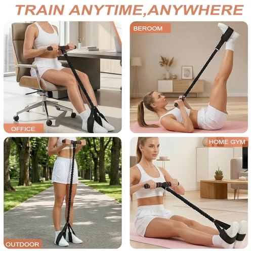 Durable Pedal Resistance Band with Handle, Thickened Latex Tubes and Soft Foam Fabric Foot Pedal, Sit Up Exercise Equipment Portable Unisex Resistance Exercise Bands(Black + Orange)