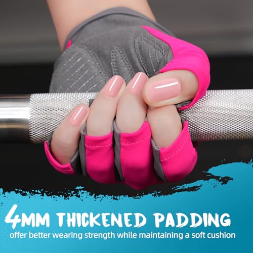 Breathable Workout Gloves for Women, Thick Padded Weight Lifting Gloves, Full Palm Protection & Extra Grip for Women Gym, Rowing, Fitness Training and Hanging