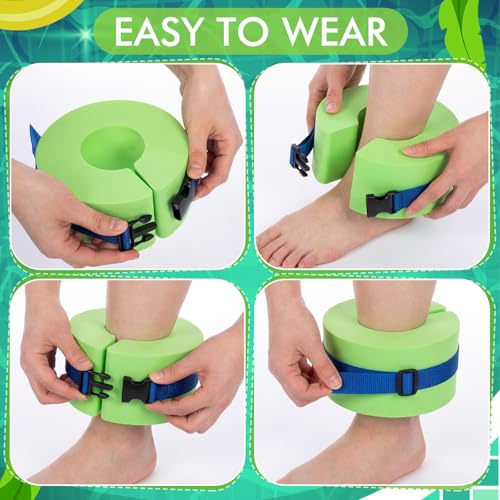 Water Aerobics Set Aquatic Exercise Set Include Water Foam Dumbbell Swim Aquatic Cuffs Ankle Arm Swimming Glove Pool Resistance Weights Pool Fitness Equipment for Training - color: Green