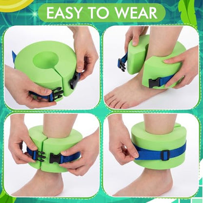Water Aerobics Set Aquatic Exercise Set Include Water Foam Dumbbell Swim Aquatic Cuffs Ankle Arm Swimming Glove Pool Resistance Weights Pool Fitness Equipment for Training - color: Green