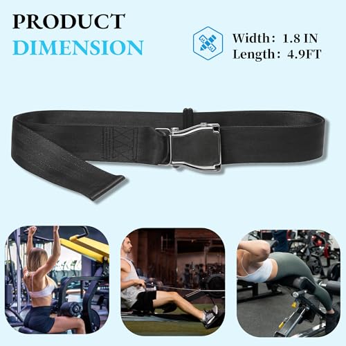 Gym Seatbelt Leg Extension Lifting Seatbelt, Nordic Hamstring Curl Strap on Bench, 4.92ft L, Buckle Squat Collar for Workouts Machine, Home Gym Stretch & Mobilization Exercise for Men Women