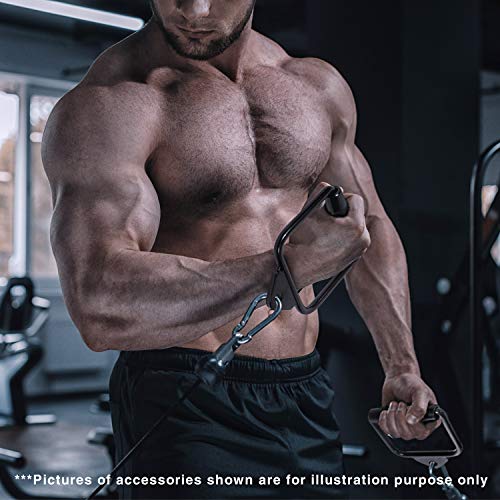 Yes4All Cable Machine Attachment, Double D Handle & Tricep Rope Cable Attachment, Weight Machine Accessories Load 880 LB for Home Gym