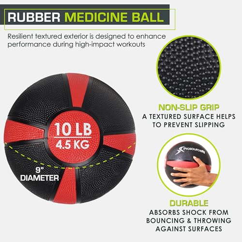 ProsourceFit Weighted Medicine Ball for Full Body Workouts - size: 10 LB