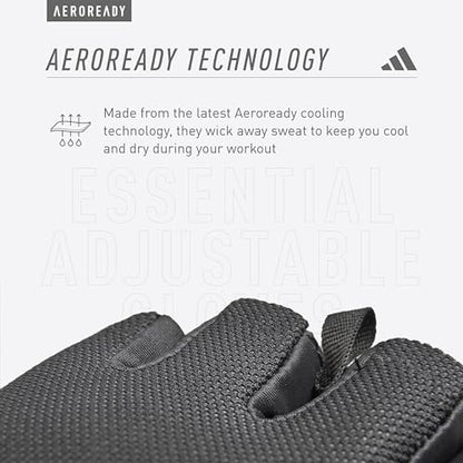 adidas Essential Training & Weightlifting Gloves, Fingerless Workout Gloves - color: White, size: Large
