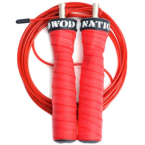 WOD Nation Attack Speed Jump Rope : Adjustable Jumping Ropes : Unique Two Cable Skipping Workout System : One Thick and One Light 11 Foot Cable : Perfect for Double Unders : Men and Women