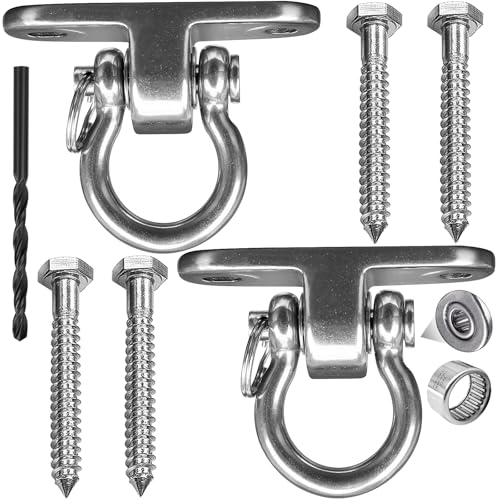 2-Pack Stainless Steel Swing Hangers,Slient Bearing Swing Hanger, Anti-Rust Heavy Duty 180° Rotary Swing, 1500LB Wooden Yoga Hammock Chair, Sandbag Porch Swing - size: 2.3 inches