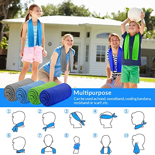 Cooling Towels Neck and Face,(40" x 12") Bulk Ice Towel,Soft Breathable Cooling Towels for Hot Weather,Athletes,Yoga,Gym,Workout,Sports,Camping,Microfiber Cold Towels - color: Dark Blue,gray,green,blue