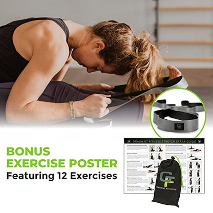 Stretching Strap for Physical Therapy, 12 Multi-Loop Stretch Strap 1.5" W x 8' L, Neoprene Handles, Physical Therapy Equipment, Yoga Straps for Stretching, Leg Stretcher.