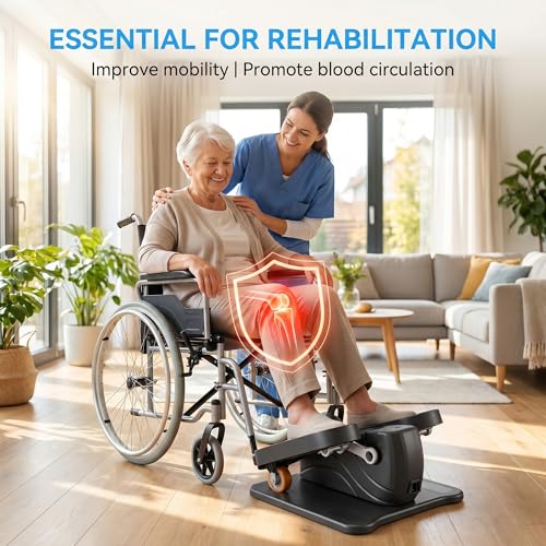 Under Desk Elliptical, Leg Exerciser While Sitting for Seniors with 12-Speeds & Remote Control, Portable Elliptical Machine Trainer Foot Pedal Exerciser for Home