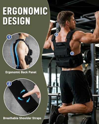 Blue Quartz 40 lb Weighted Vest for Men - Adjustable 0-40 lb with 16 Iron Weight, Heavy-Duty for Strength Training, Running and Walking - Weighted Vest with Removable Weights