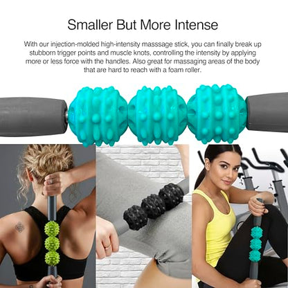 321 STRONG Foam Roller Set with: Hollow Core Roller, Muscle Roller Stick, Stretching Strap, Spikey Ball, Quick Start Guide, Carry Bag, and 4K eBook - color: Soft Teal