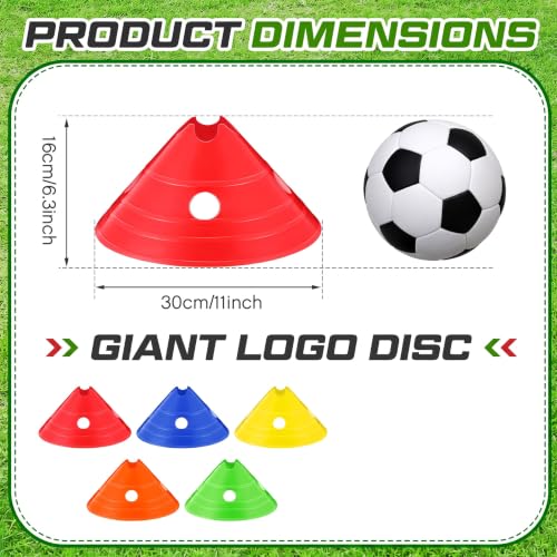 Jumbo Soccer Cones Big Training Disc Cone - color: red, yellow, blue, green, and orange