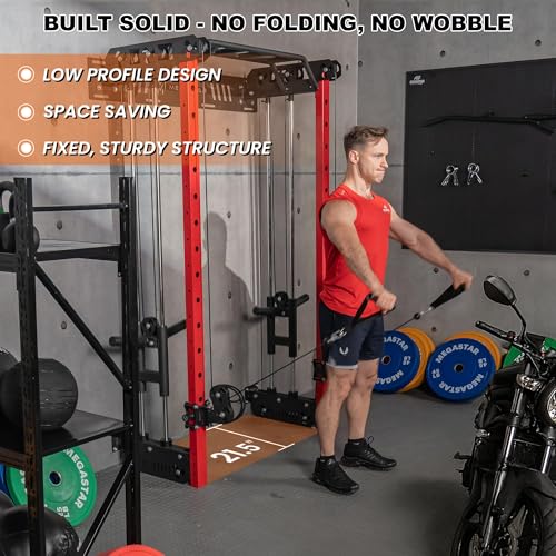 Power Cage, Squat Rack Home Gym, 2000LBs Capacity Wall Mounted Power Rack with Dual Crossover System, Includes 16 attachments for Home Gym - size: P67 Only Power Cage