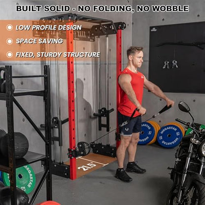 Power Cage, Squat Rack Home Gym, 2000LBs Capacity Wall Mounted Power Rack with Dual Crossover System, Includes 16 attachments for Home Gym - size: P67 Only Power Cage