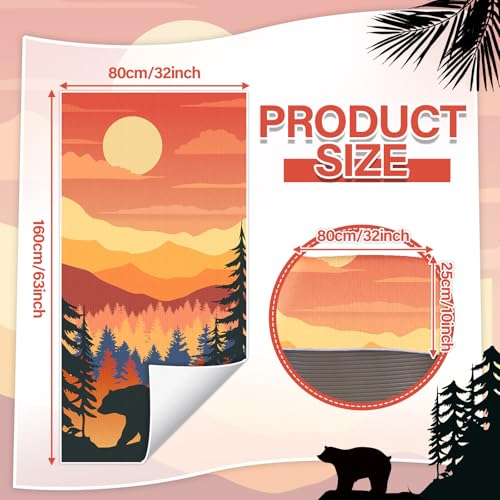 OBUSATT 2 Pack Car Seat Towel Covers with Storage Bag Seat Cover Protector Athletic Running Towel Sweat Washable Cover Gift for Car Outdoor Sport Activities Gym Workout 63x32 in, Sunset Forest Bear - style: Sunset Forest Bear