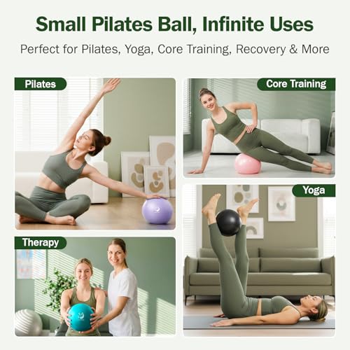 Slim Panda Pilates Ball, 9 Inch Small Exercise Ball, Anti Burst Mini Yoga Ball for Stability, Workout, Barre, Core Strength, Physical Therapy, Balance, Stretching