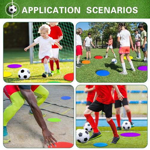 Poly Spot Markers 4 inch/9 inch Non-Slip Rubber Agility Training Markers Floor Dots Flat Field Cones for Football, Soccer, Basketball, School Exercise Drills, Dance Practice - style: 4 inch 36 Pcs (TPE)