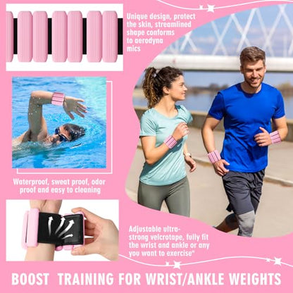 Wrist Weights Set of 2(1Lbs Each), Wearable Wrist Ankle Weights for Women & Men, Adjustable Arm & Leg Weights for Walking, Yoga, Swimming, Gym - color: Pink