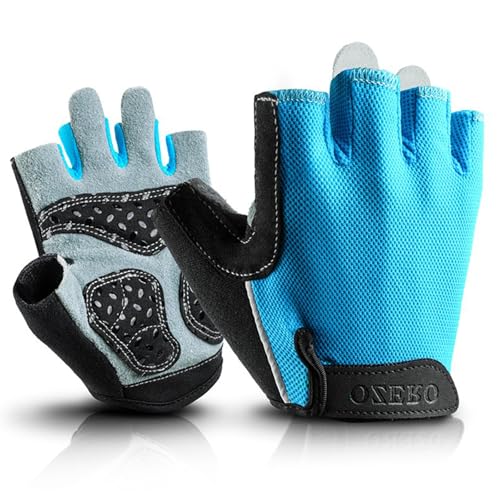 Workout Gloves for Men Women, Fingerless Weight Lifting Gloves with Genuine Suede Palm, Full Palm Protection, Enhanced Grip, Breathable Gym Gloves for Fitness Training Cycling Pull Ups