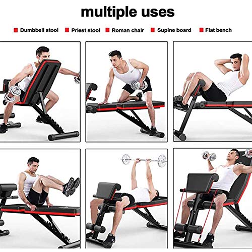 Foldable Weight Bench Sit-ups Dip Stand Home Strength Training Weightlifting Stand for Workout Weightlifting Fitness Training Dumbbell Bench Adjustable