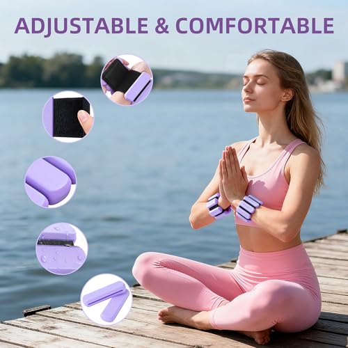 Wrist Ankle Weights for Women Men Workouts, 2lbs per Pair - color: Purple