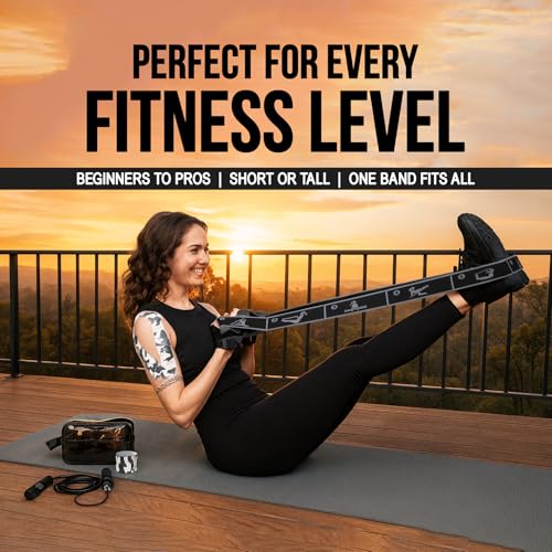 Elastic Yoga Strap with 11 Loops – Premium Stretch Band for Flexibility, Physical Therapy, Pilates, Leg & Full-Body Exercises – Non-Slip Fabric Resistance Band for Mobility & Strength Training