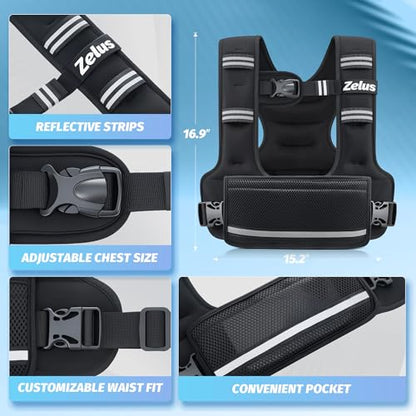 ZELUS Adjustable Weighted Vest for Women, Curve-Fit Ergonomic Workout Vest with 6 Removable Iron Sand Bags for Walking, Cardio & Strength Training, Available in 4–10 lb, 11–20 lb & 20–32 lb Options - size: 4-10LB