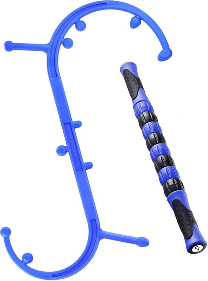 Body Back Buddy Classic Blue & Massage Stick Bundle for Muscle Pain Relief - color: Blue