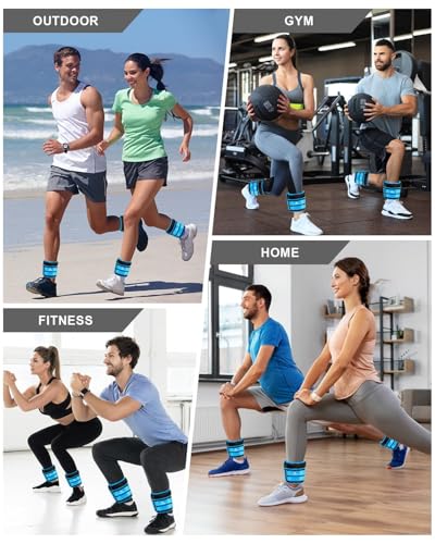 Fragraim Adjustable Ankle Weights 1-3/4/5/6/8/10/12/15/20 LBS Pair with Removable Weight for Jogging, Gymnastics, Aerobics, Physical Therapy - color: sky blue - double buckle, style: 10 lbs each( 20 lbs pair)