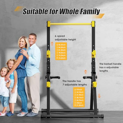 soges Foldable Power Tower, Pull Up Dip Station for Home Gym, 500 LBS Capacity Power Tower with Triangular Design, Adjustable Height Pull Up Bar for Full Body Workout - color: Yellow