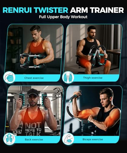 Twister Arm Trainer Chest Workout Equipment for Men & Women, Adjustable 5 Resistance (40-130 lbs) Home Gym Strength Trainer with Anti-Slip Handles & Carry Bag (Blue)