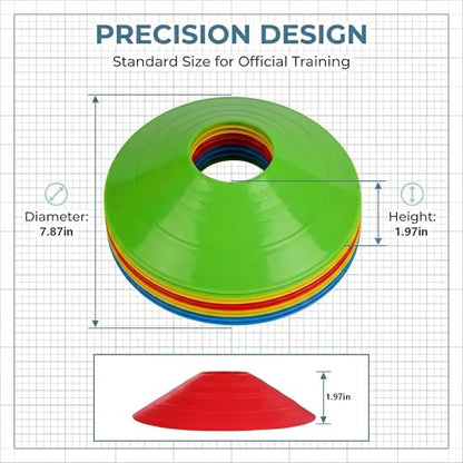 Sport Disc Cones 10 Pack, 5 Colors (Red, Orange, Yellow, Green, Blue), PE Material, for Soccer, Basketball, Skating and Agility Training