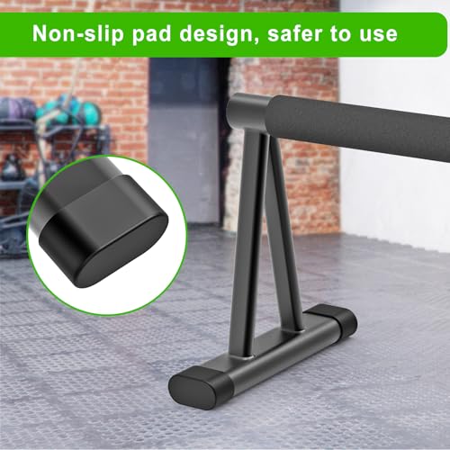 Dolibest Push Up Bar, 12'' High Parallettes Bars with 8 Rubber Feet & Foam Handle, Dip Bars with Stable Triangle Base for Calisthenics, Handstand, Gym & Home Exercise, Easy Assembly (600LB)